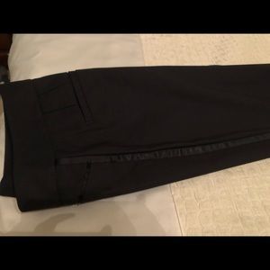 black ankle pants with tuxedo stripe down sides